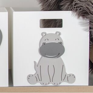 Hroch - dřevěný box, do Kallax regálu, šedá/bílá