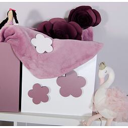 Dřevěný box s květy - do Kallax regálu, růžovo-purpurovo-bílá