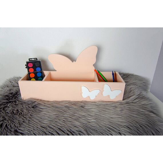 Motýl - box s přihrádkami, tužkovník na psací potřeby, 45 cm